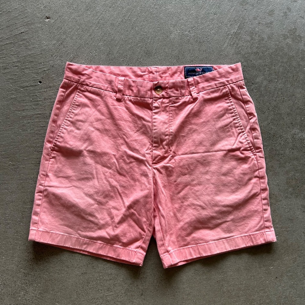 Vineyard Vines Breaker Shorts Mens Size 32 Pink Coral Chino Flat Front Preppy